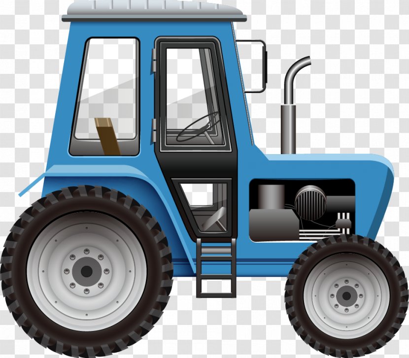 Tractor Royalty-free Illustration - Silhouette - Blue Design Vector Material Transparent PNG