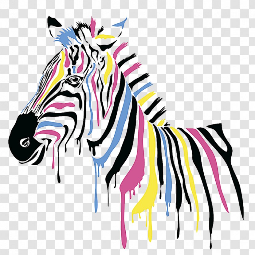 Zebra Wall Decal Decorative Arts Printing Painting - Color Transparent PNG