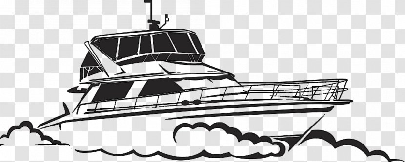 Yacht Drawing Boat Illustration - Watercraft - Black And White Hand-painted Vector Transparent PNG