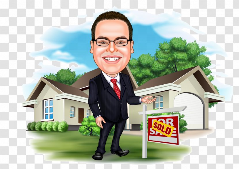 Caricature Family Father Estate Agent Mother - Cartoon Transparent PNG
