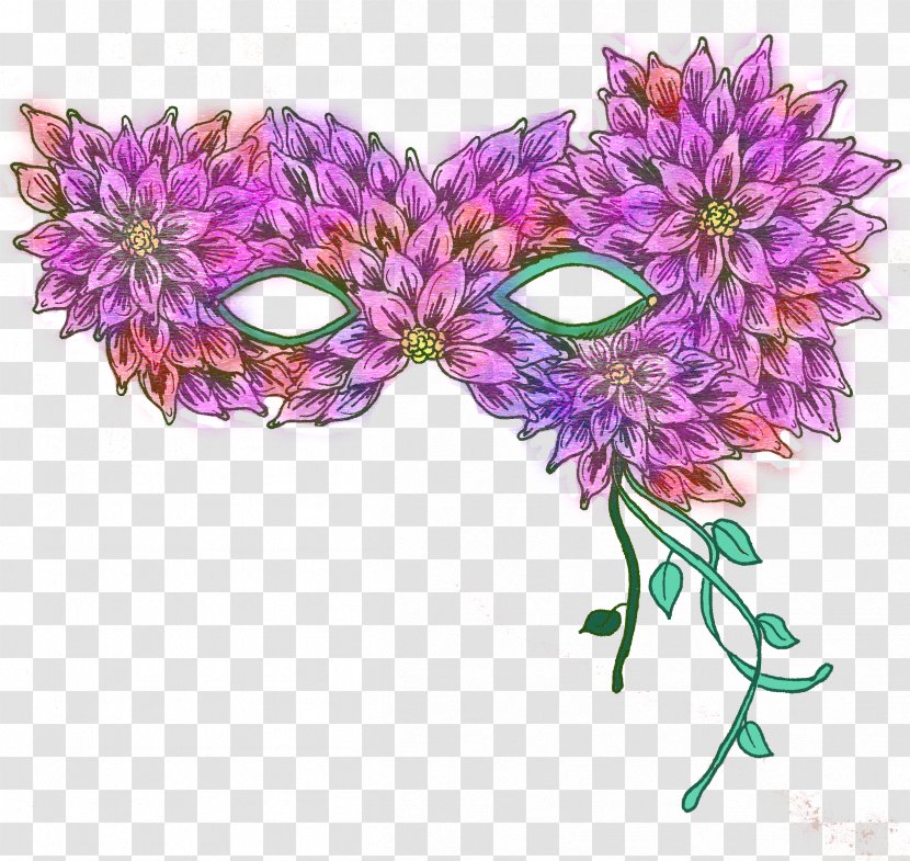 Floral Design Venetian Mask Clip Art - Drawing Transparent PNG