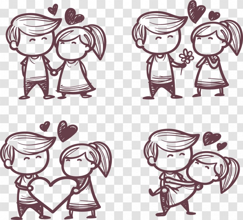 Significant Other Drawing Romance Falling In Love - Frame - Hand Drawn Sketch Romantic Couple HD Clips Transparent PNG