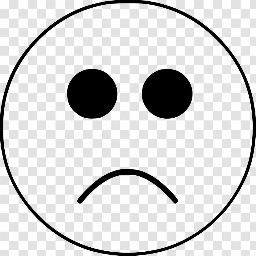 Smiley Emoticon Face Black And White Clip Art - Head - Sad Emoji Transparent PNG