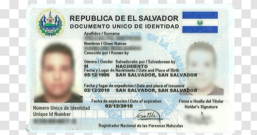 Identity Document El Salvador Documento Único De Identidad Person - Education - Drunk Driving Transparent PNG