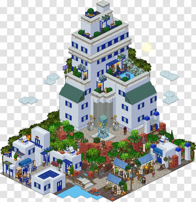 Habbo Hotel Santorini Swimming Pool Room Transparent PNG