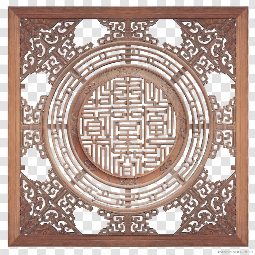 Window Chinoiserie - Picture Frame - Chinese Antique Style Hollow Carved Windows Transparent PNG