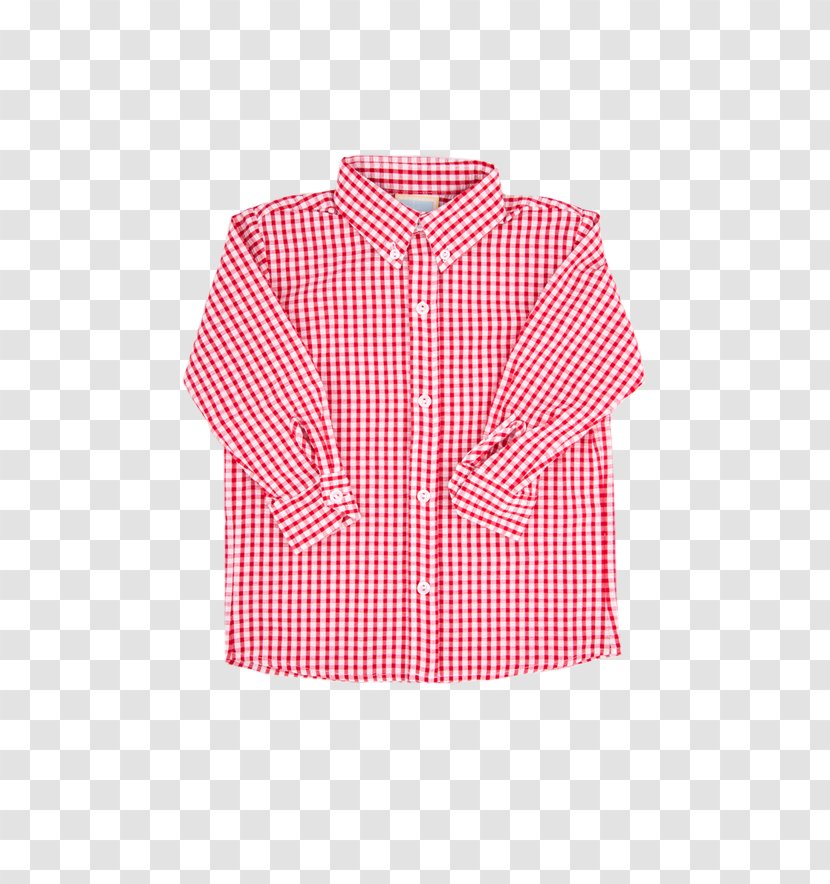 Blouse Collar Button Outerwear Sleeve - Red Gingham Transparent PNG