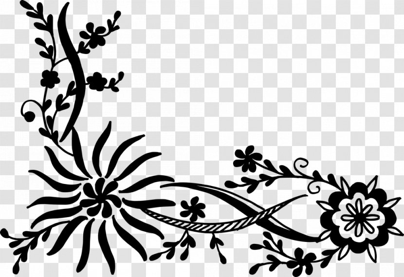 Flower Clip Art - Black - Corner Transparent PNG