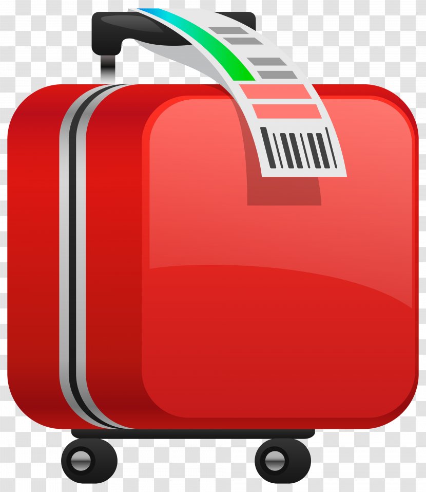 Suitcase Baggage Clip Art - Checked Red Clipart Image Transparent PNG