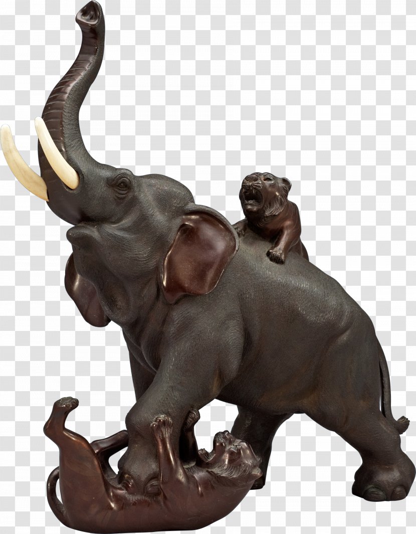 Figurine Tiger African Elephant Sculpture - Ivory - Elephants Clipart Transparent PNG