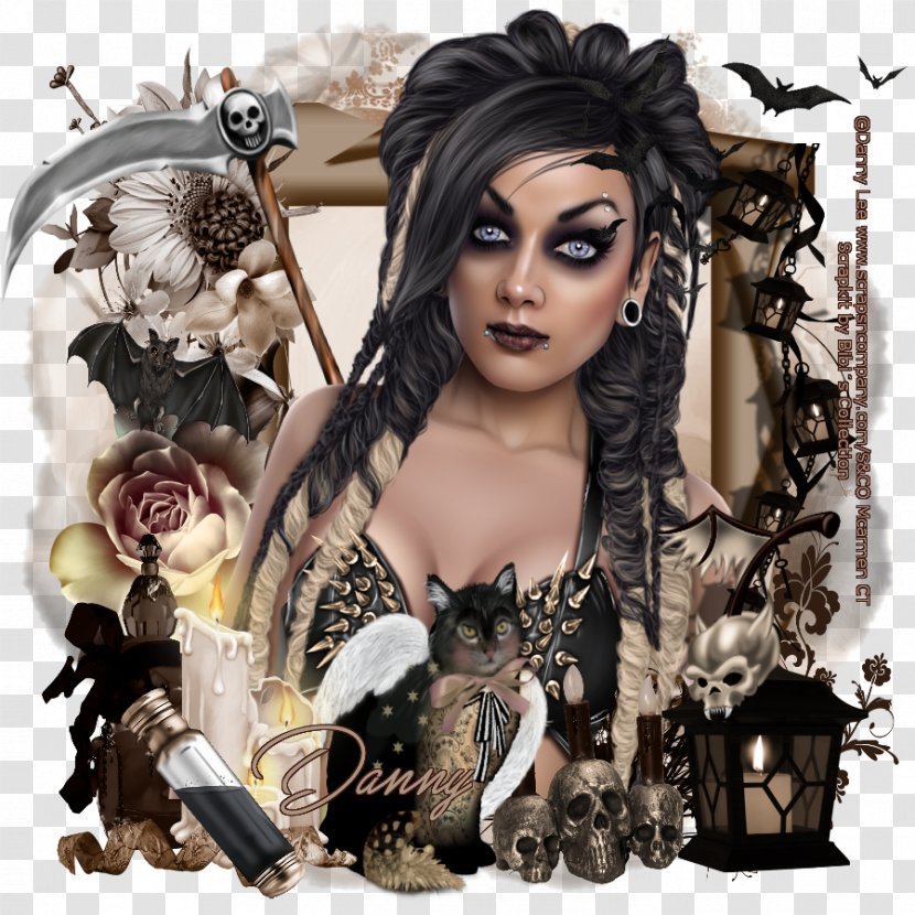 Black Hair Album Cover Figurine - Gothic Style Transparent PNG