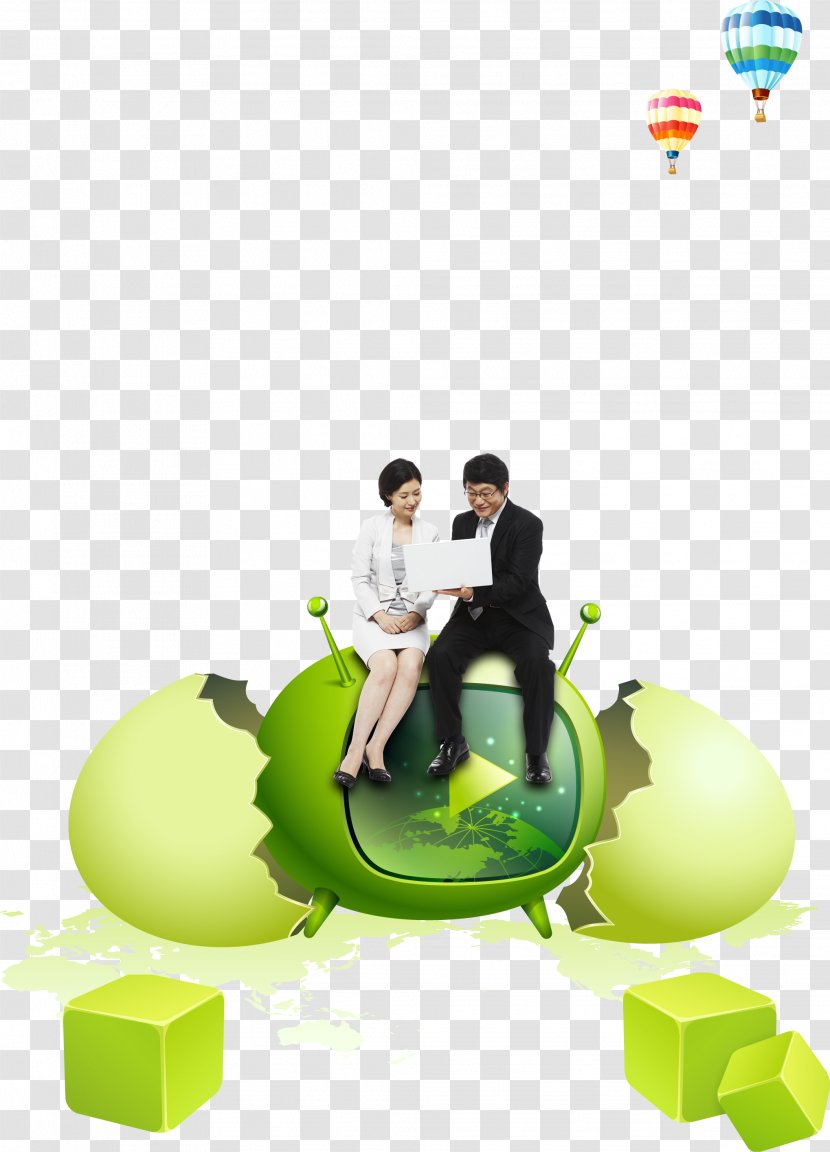 Advertising Template - Green - Men And Women On The Creative TV Transparent PNG