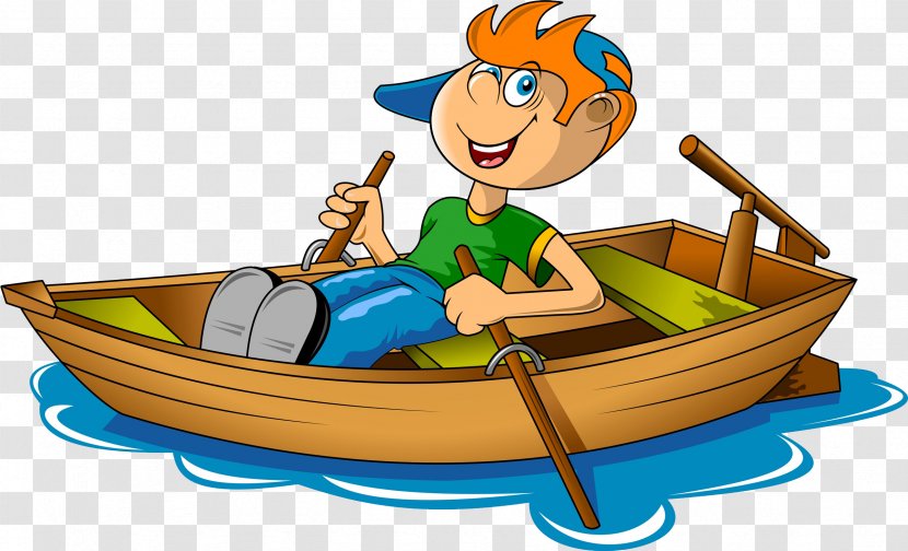 Rowing Boat Canoe Clip Art - Stock Photography - A Boy In The River Transparent PNG