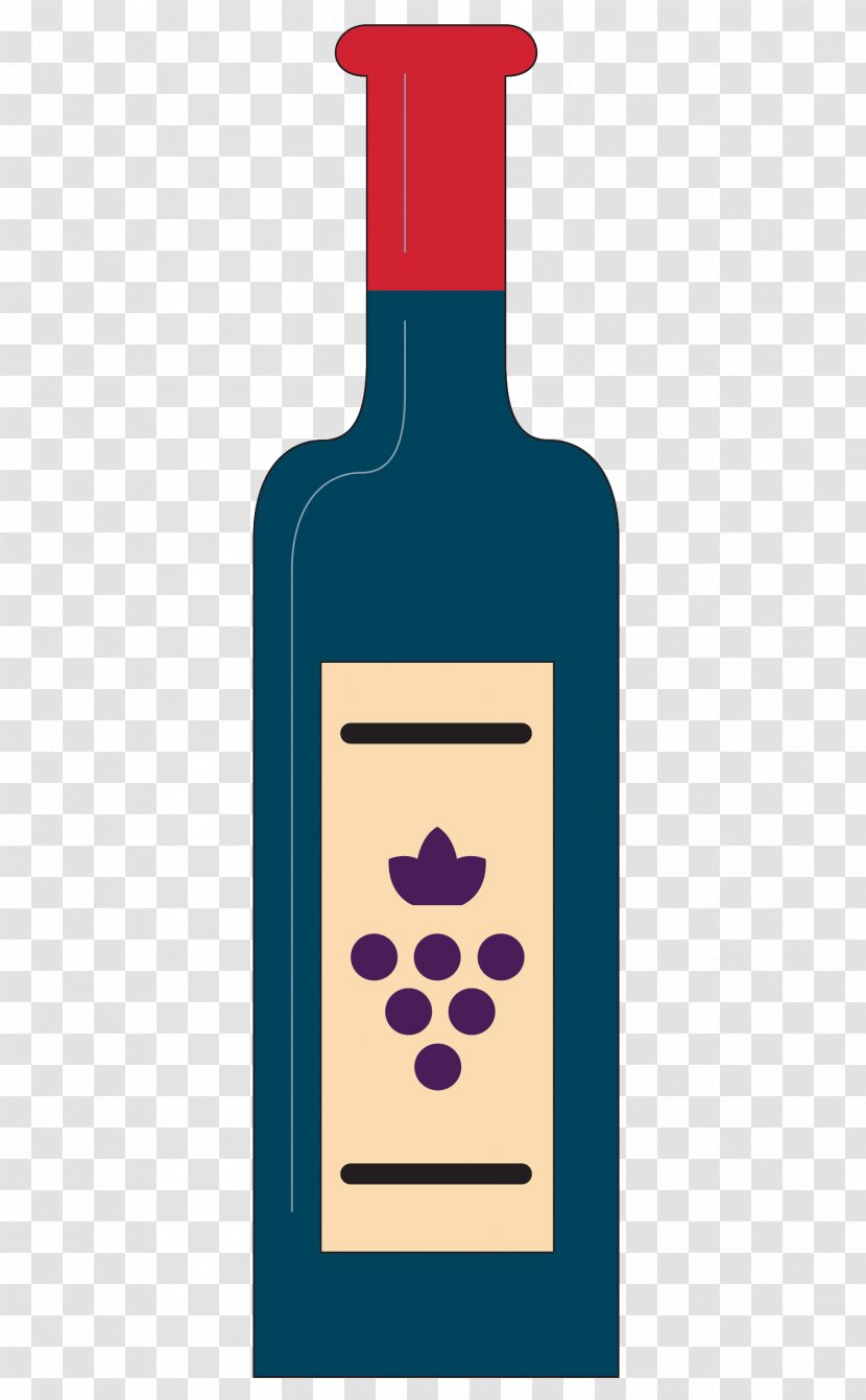 Red Wine Cocktail Liqueur Bottle - Vector Cartoon Transparent PNG