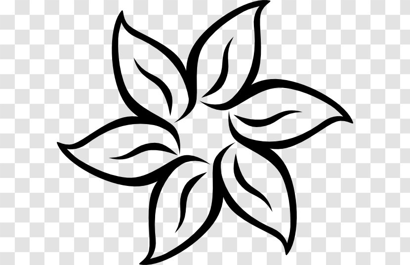 Flower Black And White Clip Art - Petal Stencil Transparent PNG