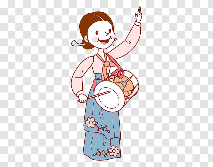 Watercolor Painting Cartoon Drums Illustration - Flower - Drumming People Transparent PNG