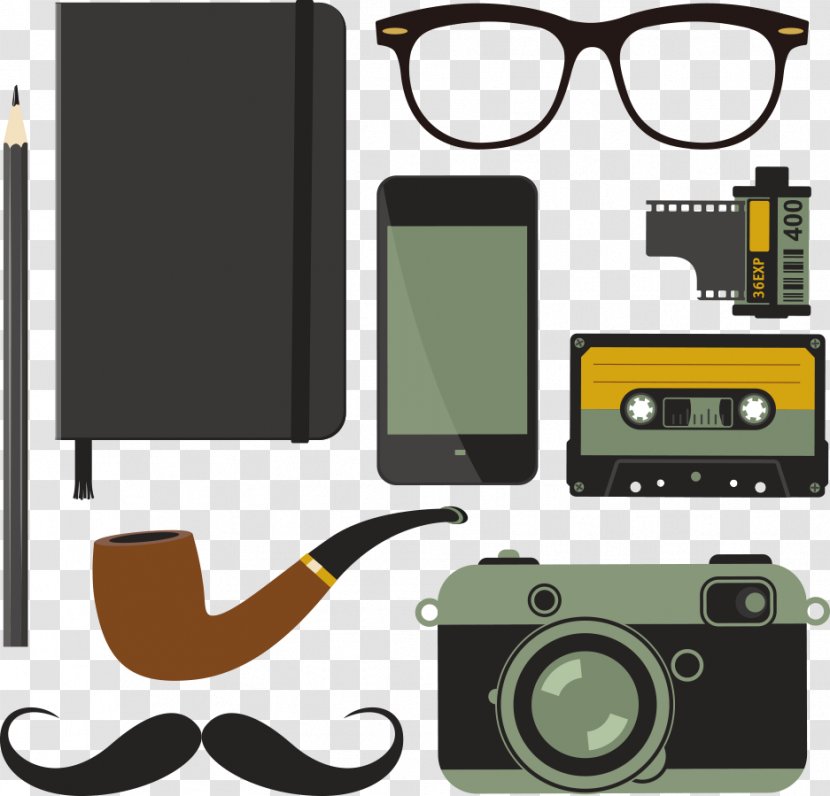 Icon - Symbol - Vector Pipe Beard Glasses Transparent PNG