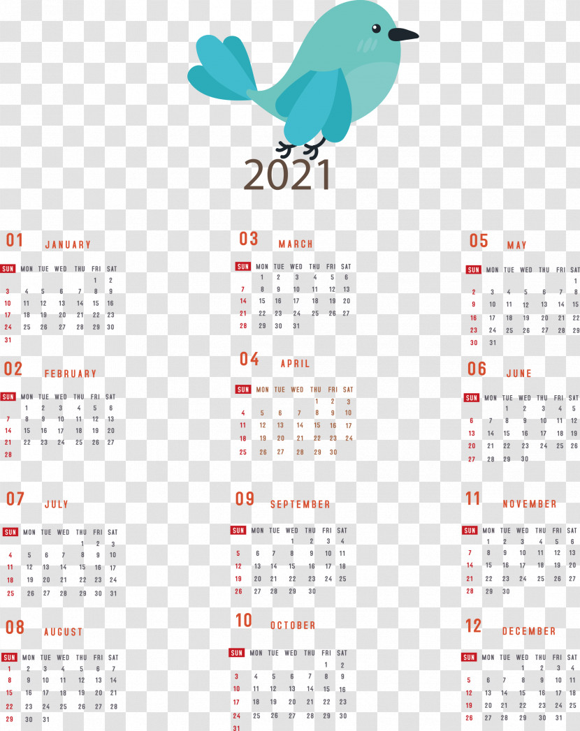 Printable 2021 Yearly Calendar 2021 Yearly Calendar Transparent PNG