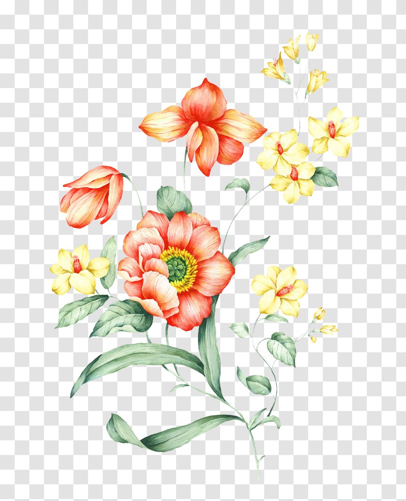 Flower Watercolor Painting Illustration - Color - Red Pattern Material Transparent PNG