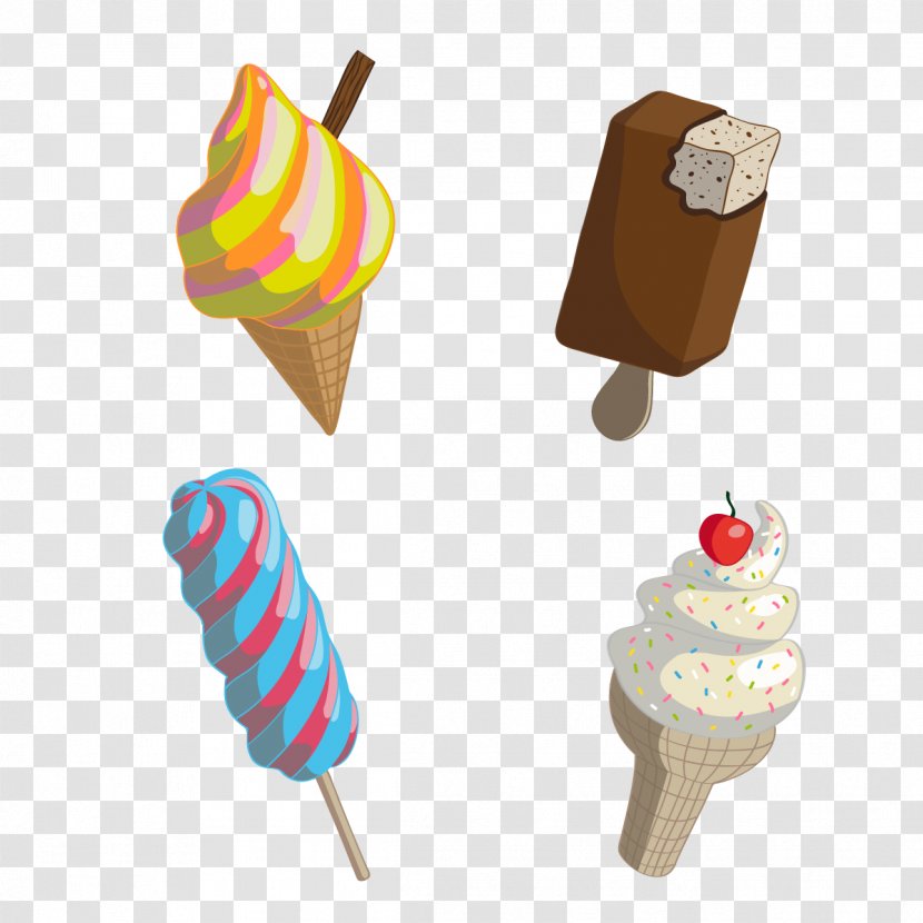 Ice Cream Cone - Frozen Dessert - Vector Transparent PNG