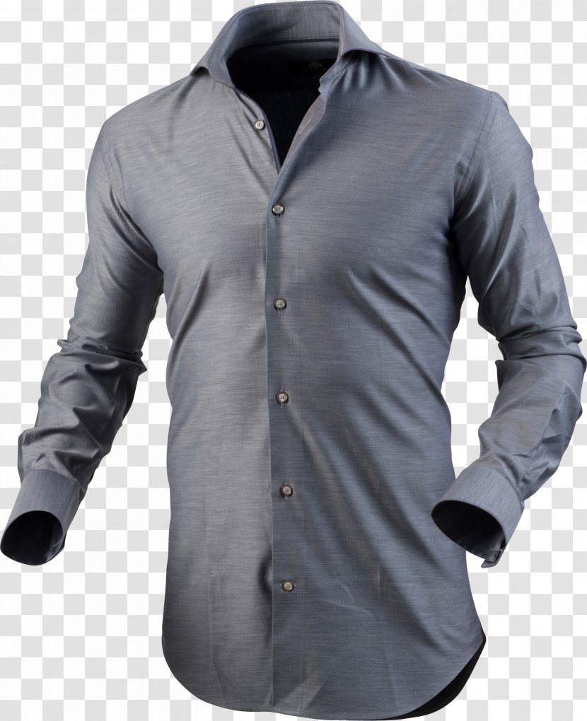 Long-sleeved T-shirt Dress Shirt - Button Transparent PNG