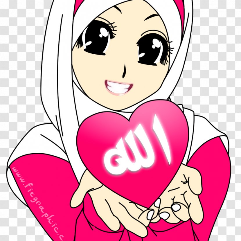 Muslim Islam Cartoon Hijab Drawing - Heart Transparent PNG