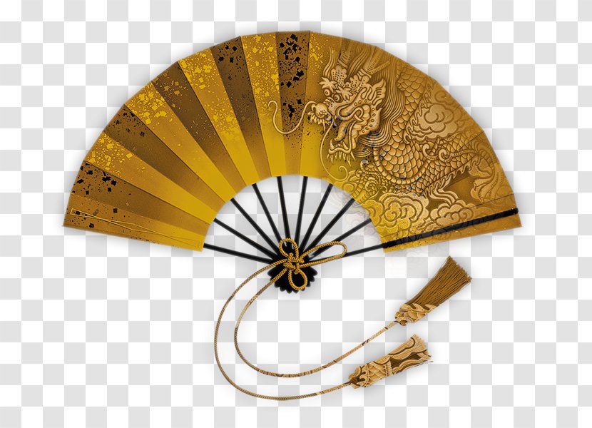 Japanese Traditional Dance Hand Fan - Ancient Dragon Picture Material Transparent PNG