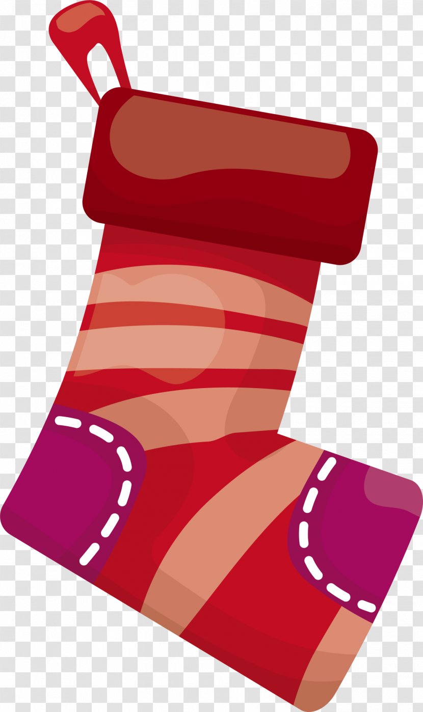 Christmas Stocking Sock Clip Art - Red Line Socks Transparent PNG