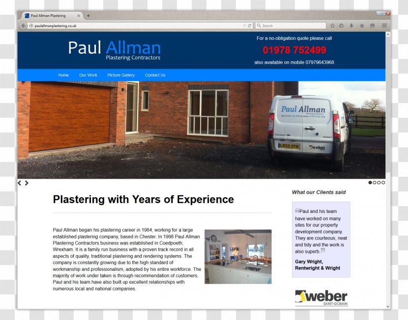 Paul Allman Plastering Contractors Stack Web Design Wrexham - General Contractor - Advertising Transparent PNG