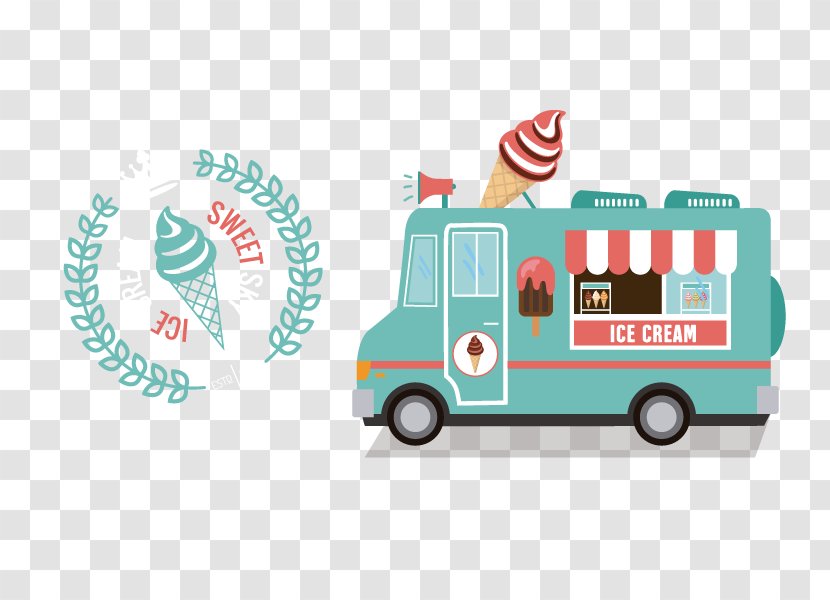 Ice Cream Doughnut Fast Food Take-out - Soft Serve - Vector Truck Transparent PNG
