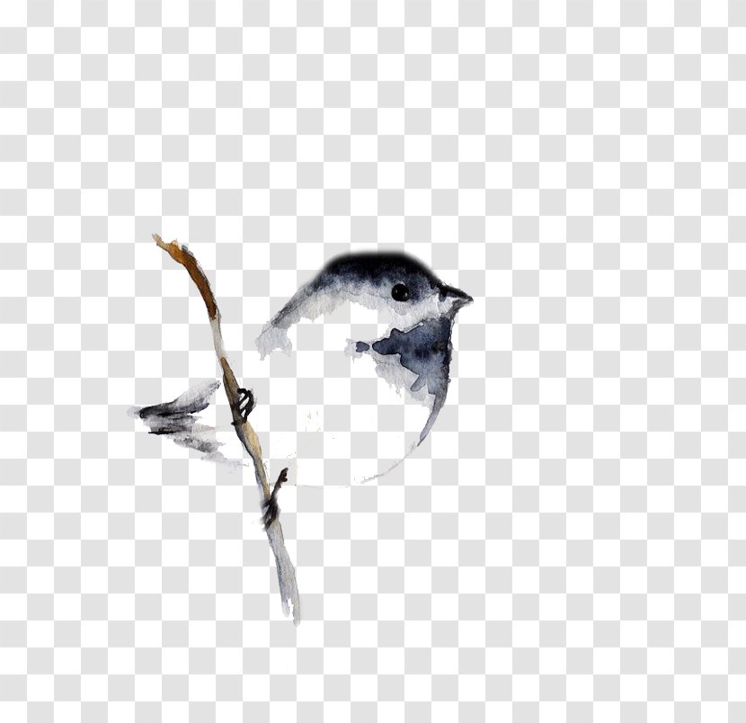 Bird Watercolor Painting Tattoo Drawing - Gray Sparrow Transparent PNG