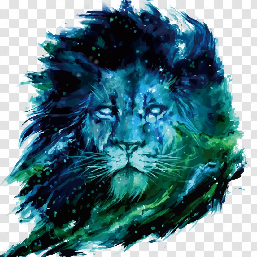 African Lion Drawing Digital Art Illustration - Big Cats - Vector Transparent PNG