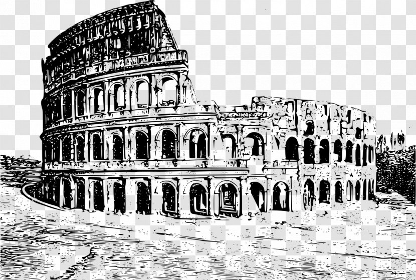 Colosseum Drawing Clip Art - Monochrome Transparent PNG