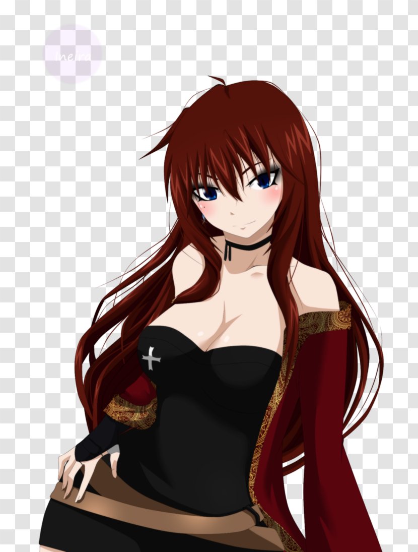 Black Hair Brown Red Fairy Tail - Watercolor Transparent PNG