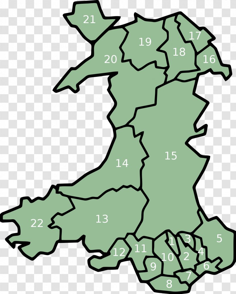Powys Gwynedd Preserved Counties Of Wales South West - Population - Capitals Transparent PNG