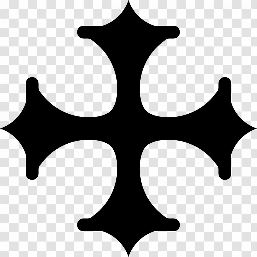 Cross Fleury Crosses In Heraldry Clip Art - Black And White Transparent PNG