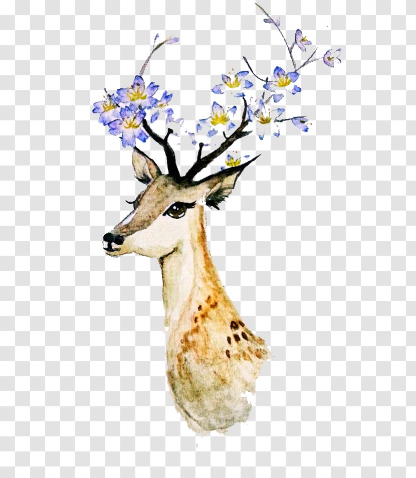 Deer Creative Watercolor Painting - Cartoon Transparent PNG