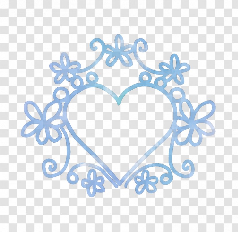 Blue Hand-painted Illustration Frame Heart And Flo - Tree Transparent PNG