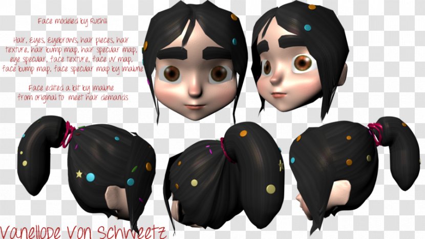 Vanellope Von Schweetz Face Character Digital Art - Hair - Wreck It Ralph Transparent PNG