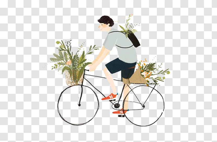 China Animation Illustrator Illustration - Joint - Watercolor Bike Transparent PNG