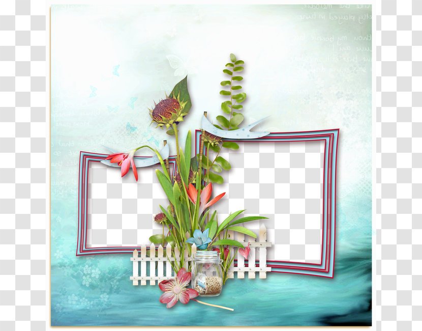 Picture Frame - Floral Design - Purple Material Transparent PNG