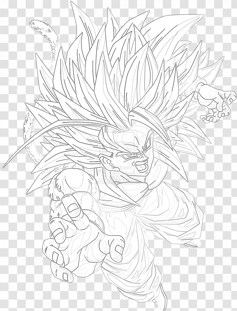 Line Art Sketch Drawing Black And White Comics - Goku Hair Transparent PNG