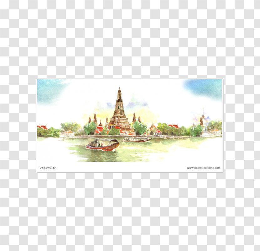 Wat Arun Temple Thai Art Watercolor Painting - Mural Transparent PNG