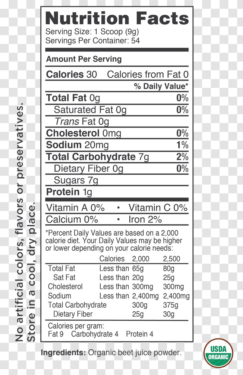 Juice Dietary Supplement Nutrition Facts Label Beetroot - Ingredient - Fact Transparent PNG