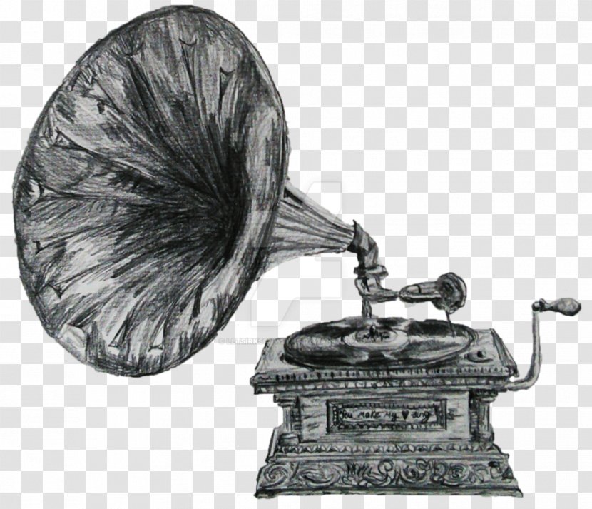 YouTube Black And White Monochrome Photography Art - Youtube - Gramophone Transparent PNG