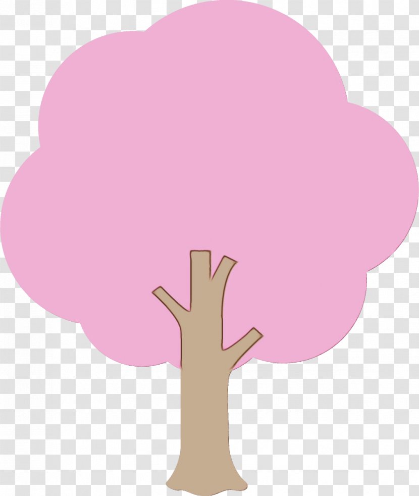 Pink Cartoon Tree Hand Clip Art - Cloud Plant Transparent PNG