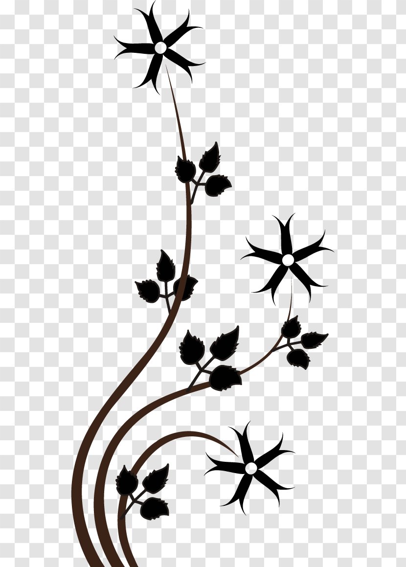 Black And White Line Art Clip - Flowering Plant - Monochro Transparent PNG