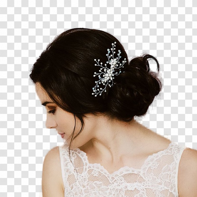 Comb Bun Hairstyle Bride - Long Hair - Wedding Combs Transparent PNG