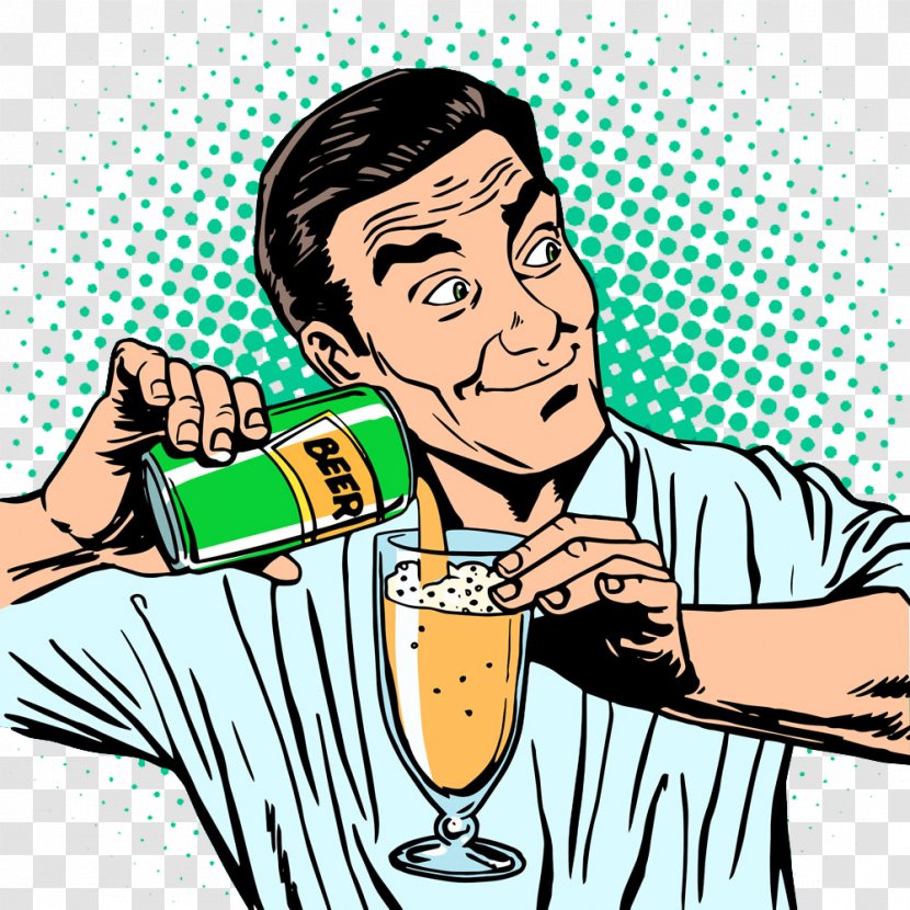 Beer Champagne Wine Alcoholic Drink - Cartoon - Drinking Man Transparent PNG