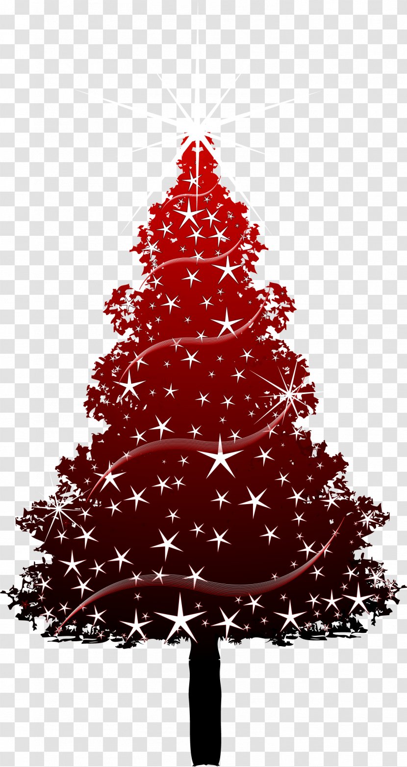 Christmas Tree Red - Cartoon Transparent PNG